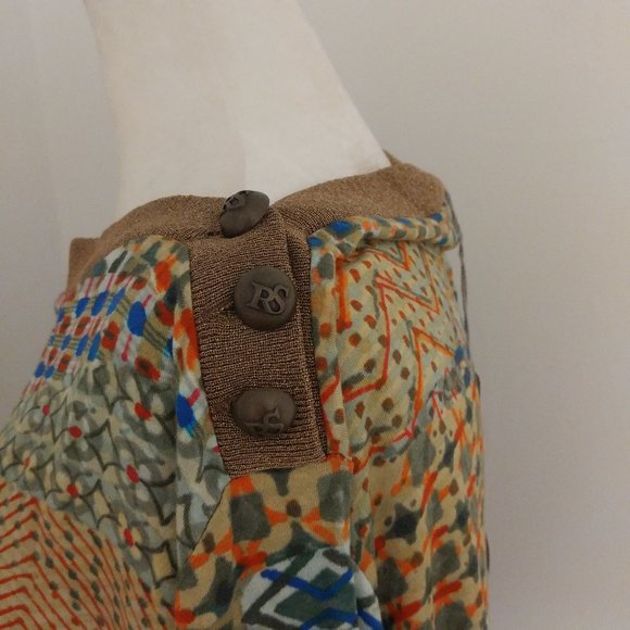 Roberta Scarpa Green Print Long Sleeve Shirt Misses Size 10 NWT - Picture 4 of 9